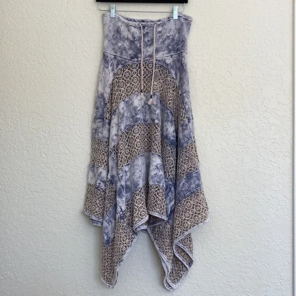 Free people mama crocheted purple tie die lace panel terry poncho - Picture 3 of 13